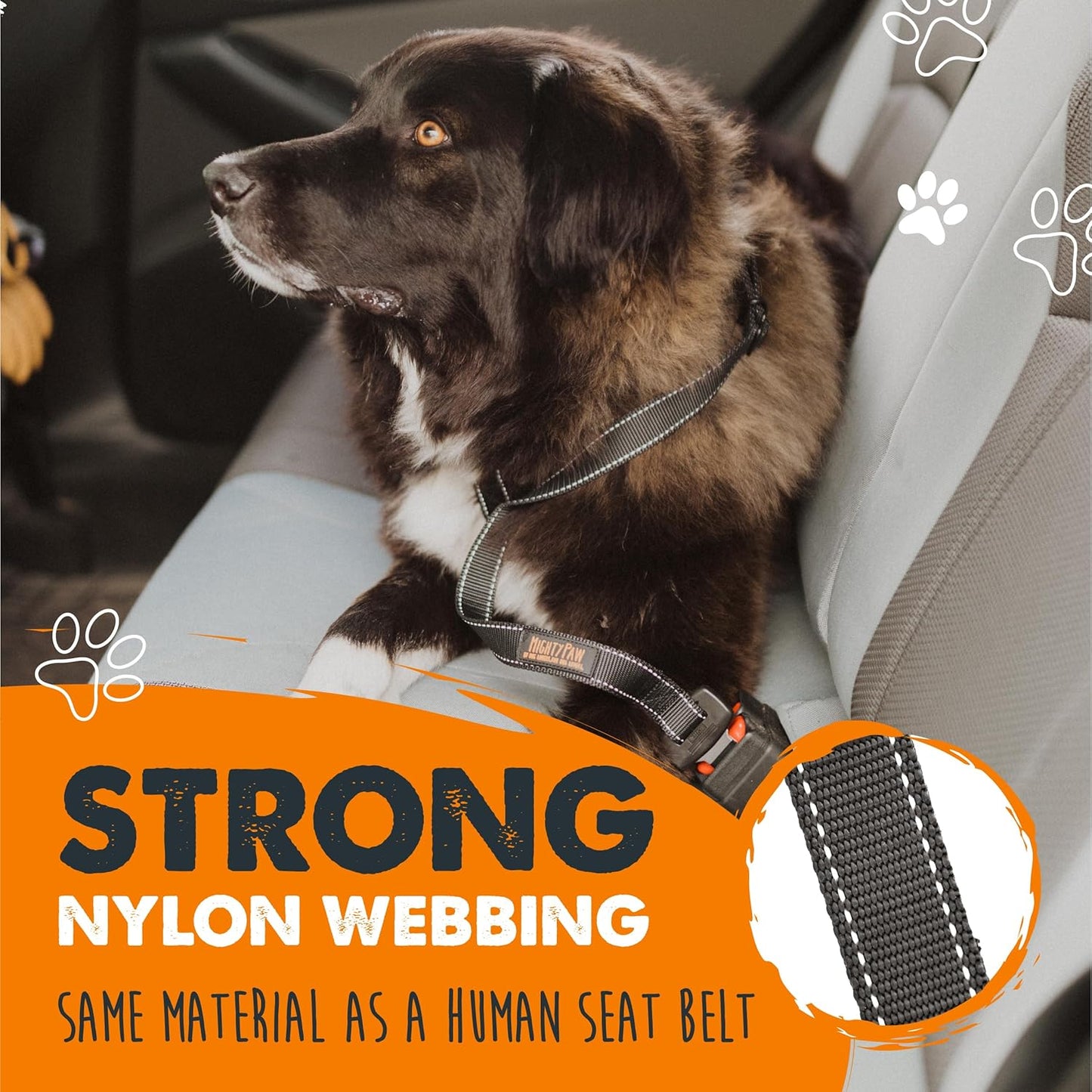 Dog Car Safety Seat Belt | Universal Pet Restraint Made with Premium Seatbelt Material, Featuring All-Metal Hardware and Adjustable Strap Length. Exceeds Safety Standards for Optimal Security (Black)