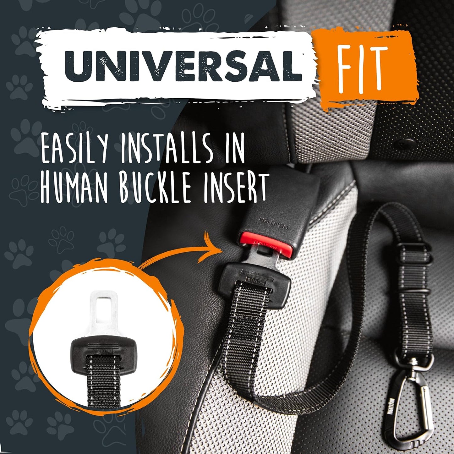 Dog Car Safety Seat Belt | Universal Pet Restraint Made with Premium Seatbelt Material, Featuring All-Metal Hardware and Adjustable Strap Length. Exceeds Safety Standards for Optimal Security (Black)