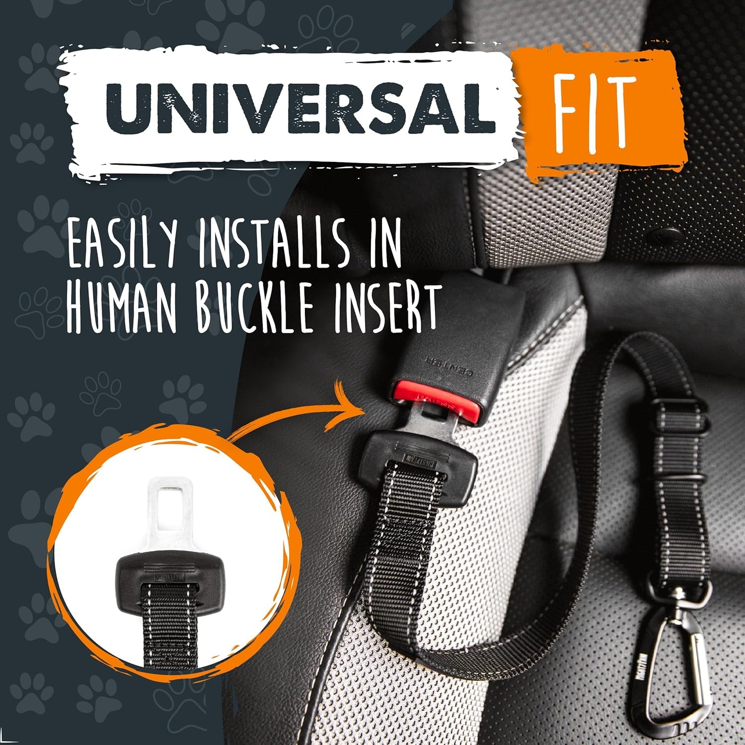Dog Car Safety Seat Belt | Universal Pet Restraint Made with Premium Seatbelt Material, Featuring All-Metal Hardware and Adjustable Strap Length. Exceeds Safety Standards for Optimal Security (Black)