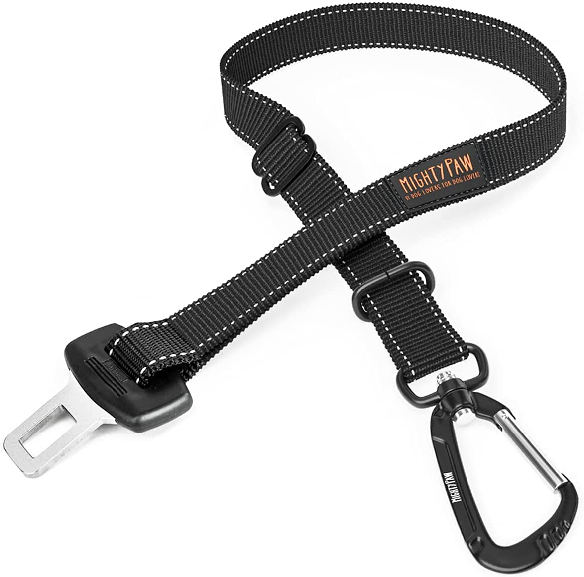 Dog Car Safety Seat Belt | Universal Pet Restraint Made with Premium Seatbelt Material, Featuring All-Metal Hardware and Adjustable Strap Length. Exceeds Safety Standards for Optimal Security (Black)