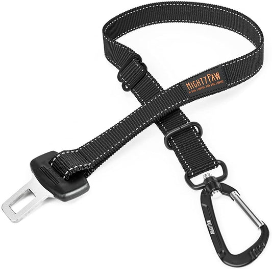 Dog Car Safety Seat Belt | Universal Pet Restraint Made with Premium Seatbelt Material, Featuring All-Metal Hardware and Adjustable Strap Length. Exceeds Safety Standards for Optimal Security (Black)