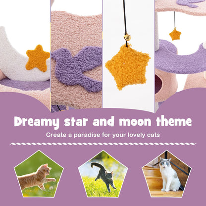 Multi-Tiered Cat Tree with Sisal-Wrapped Scratching Posts and Enclosed Condo