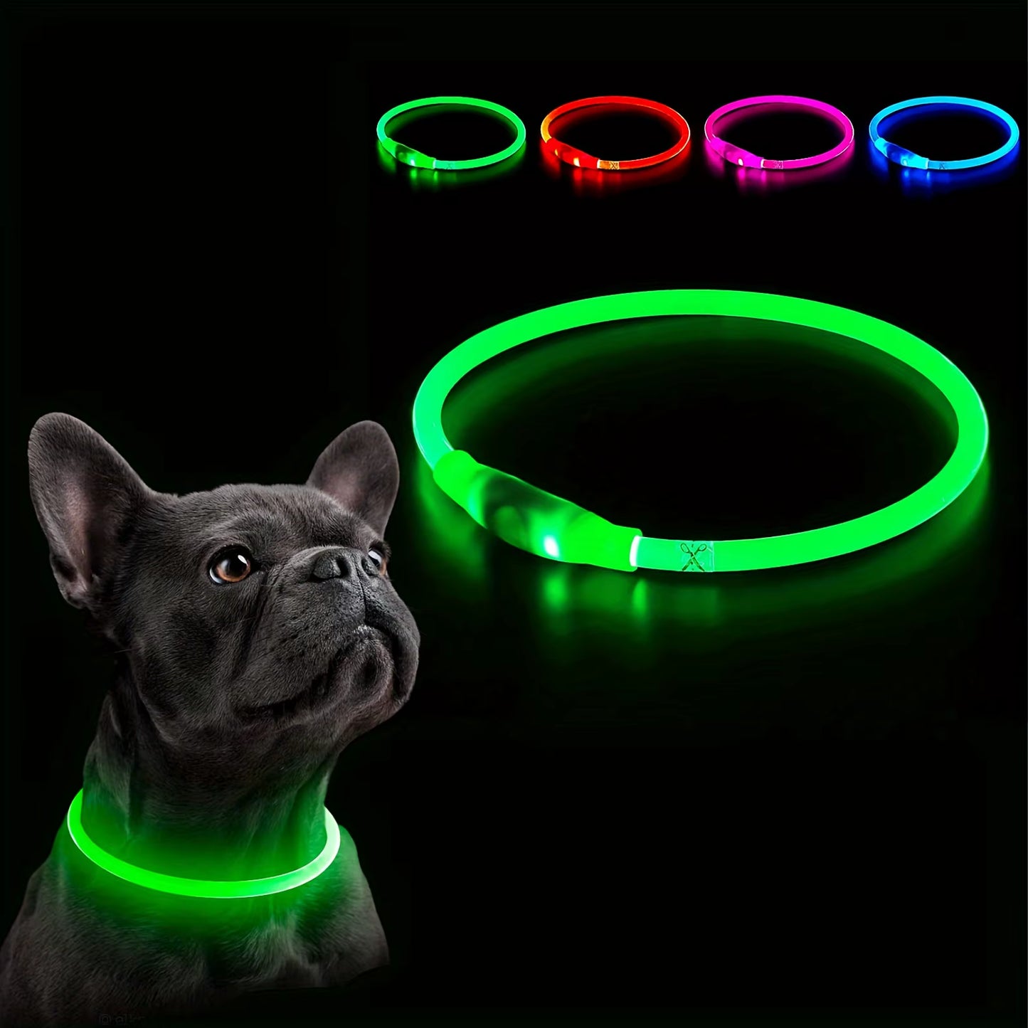 LED Illuminated Dog Collar with Anti-Lost Feature - USB Rechargeable Pet Necklace