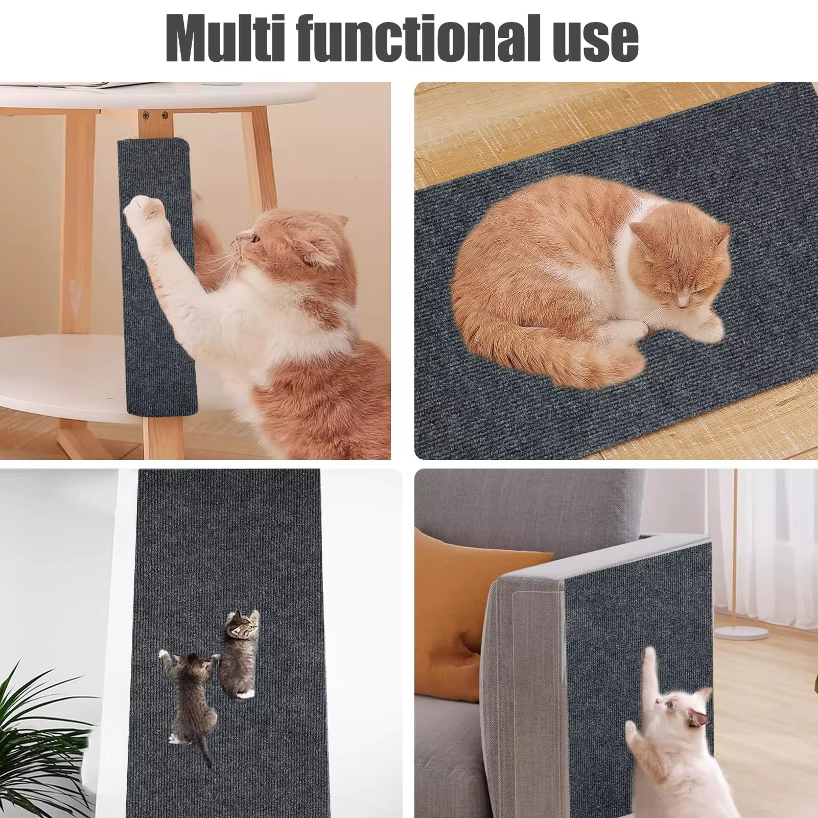 Trimmable Self-Adhesive Anti-Scratch Carpet Mat for Cats - Indoor Furniture and Wall Protector