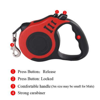3M 5M Automatic Retractable Dog Leash for Small Dogs and Cats - Durable Nylon Lead for Outdoor Travel, Walking, and Hiking