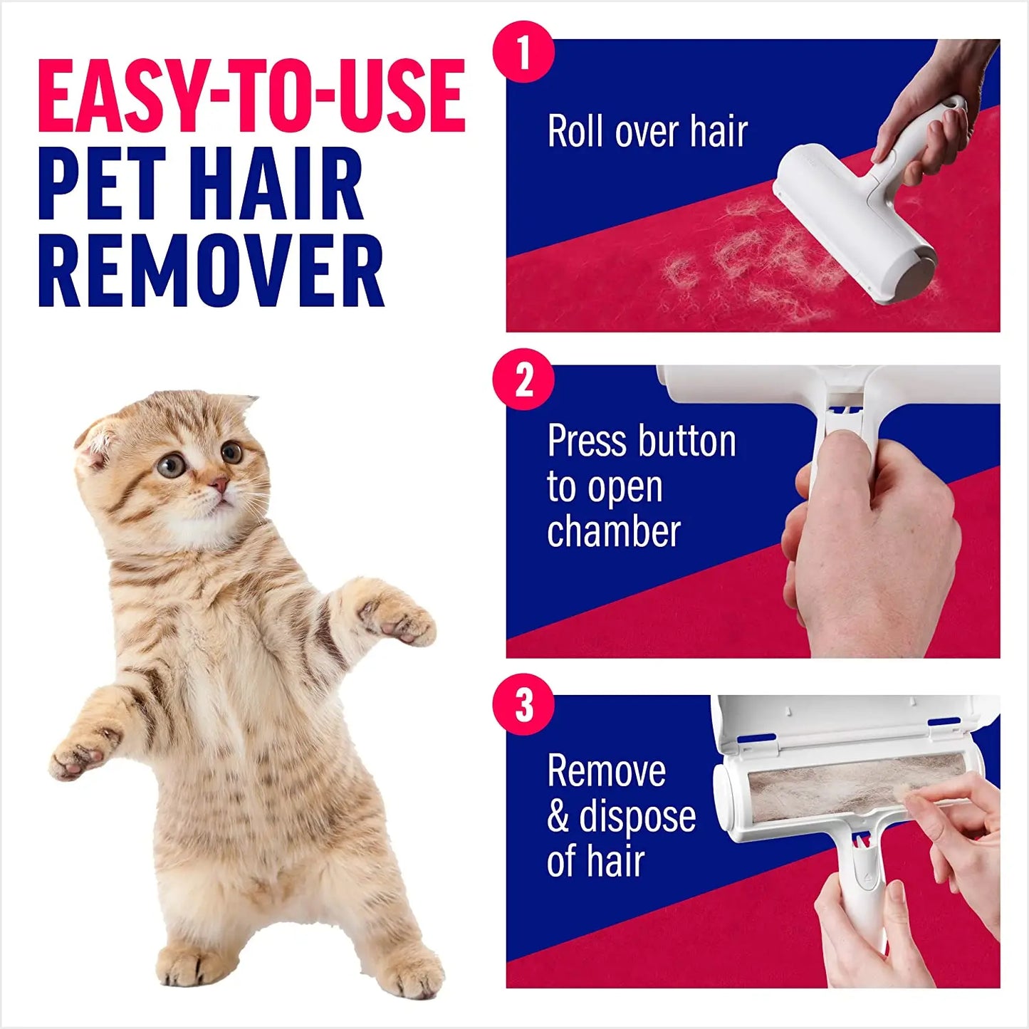 Pet Hair Remover Roller - Self-Cleaning Tool for Efficient Dog and Cat Fur Removal - Ideal for Furniture Maintenance