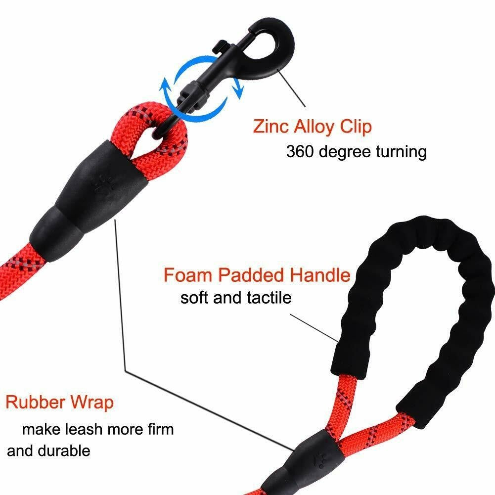 Premium Extra Strong Reflective Dog Leash with Foam Padded Handle, 5ft (150cm)