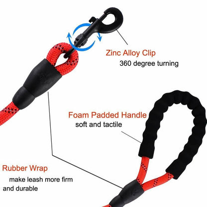 Premium Extra Strong Reflective Dog Leash with Foam Padded Handle, 5ft (150cm)