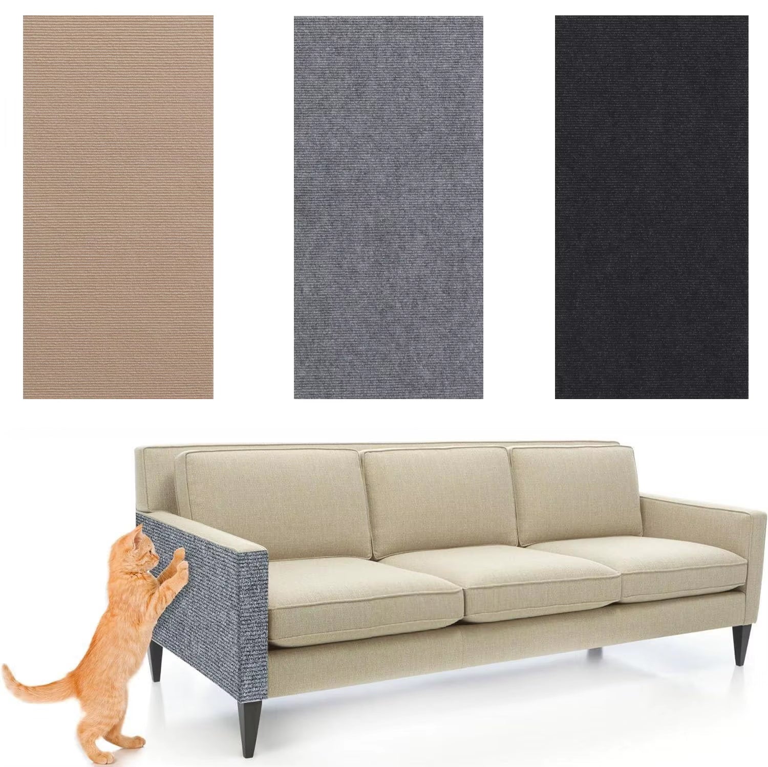 Trimmable Self-Adhesive Anti-Scratch Carpet Mat for Cats - Indoor Furniture and Wall Protector
