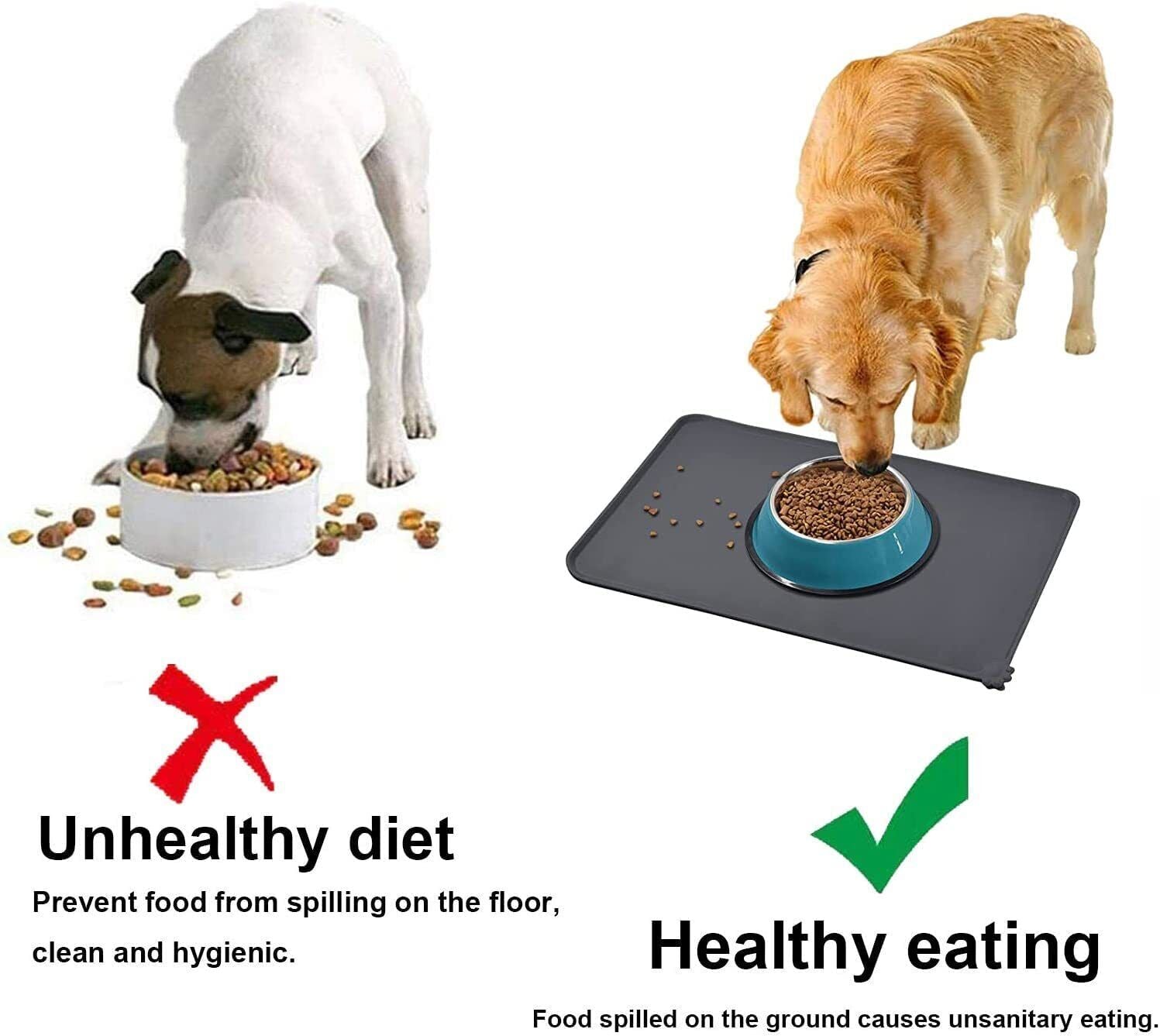 Waterproof Non-Slip Silicone Pet Feeding Mat for Cats and Dogs