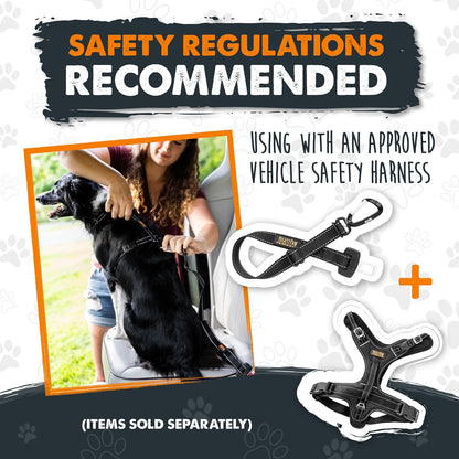 Dog Car Safety Seat Belt | Universal Pet Restraint Made with Premium Seatbelt Material, Featuring All-Metal Hardware and Adjustable Strap Length. Exceeds Safety Standards for Optimal Security (Black)