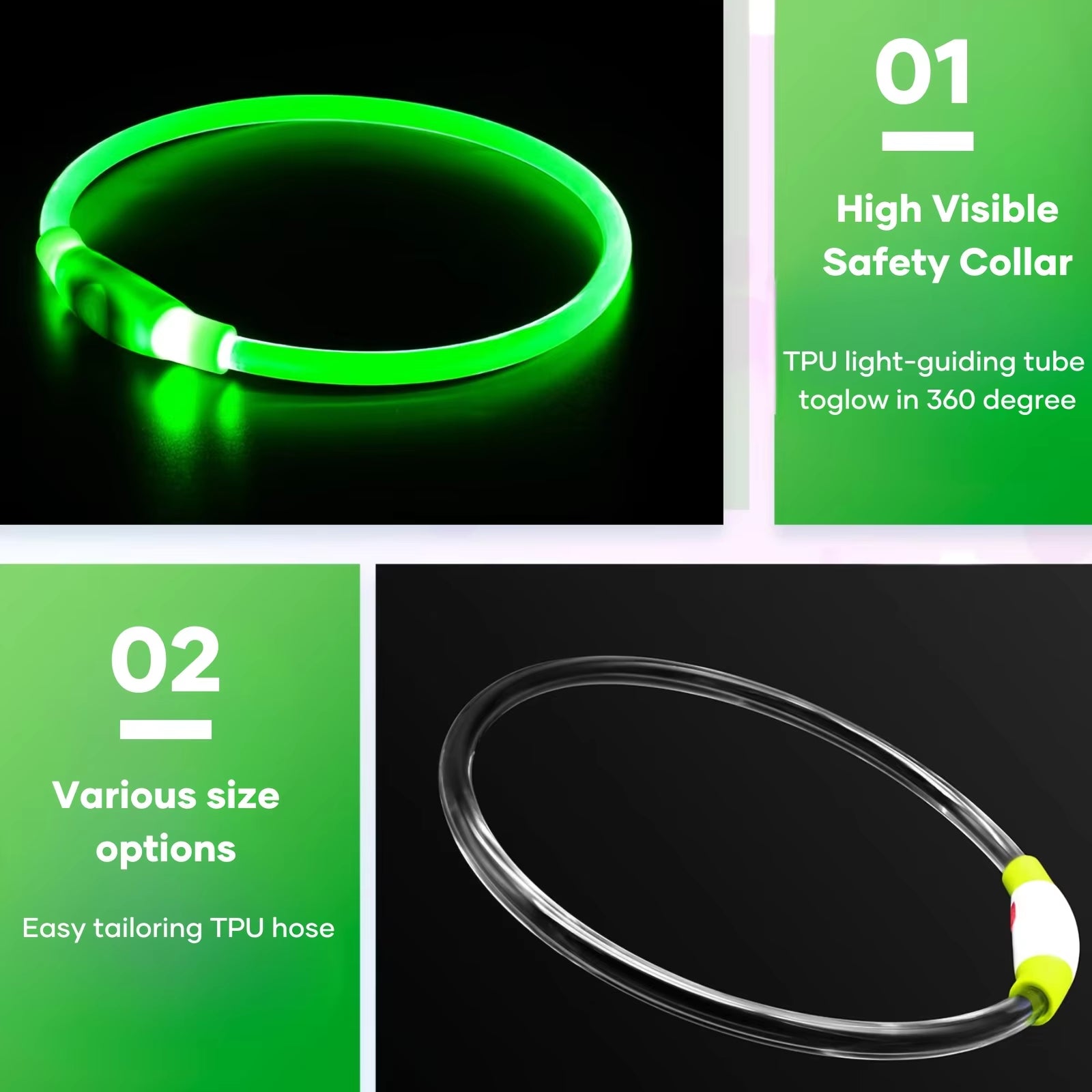 LED Illuminated Dog Collar with Anti-Lost Feature - USB Rechargeable Pet Necklace