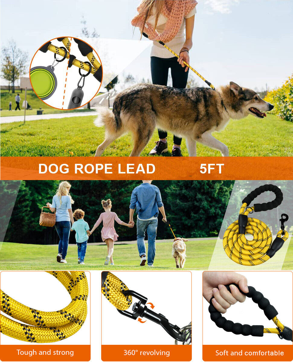Premium Extra Strong Reflective Dog Leash with Foam Padded Handle, 5ft (150cm)